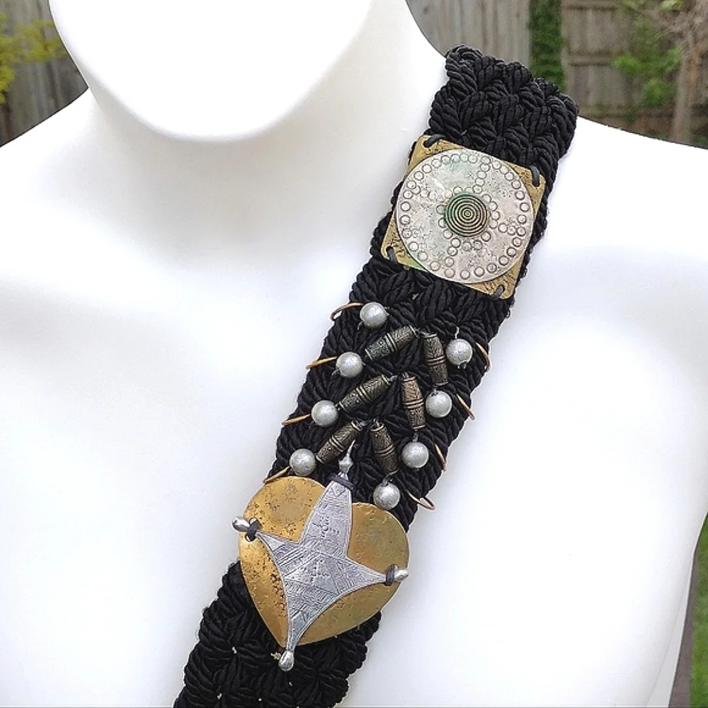 Boho Mixed Metal Braided Wide Belt